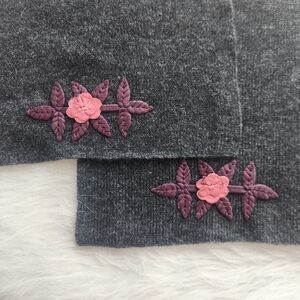 Portolano Gray Lambswool Angora Blend Scarf With Pink Applique Flower